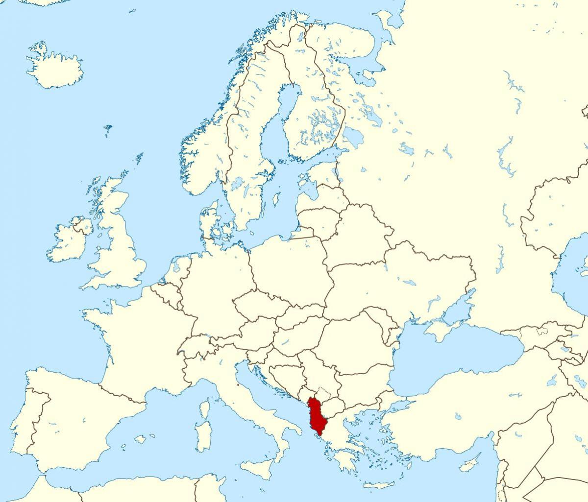 världskarta som visar Albanien