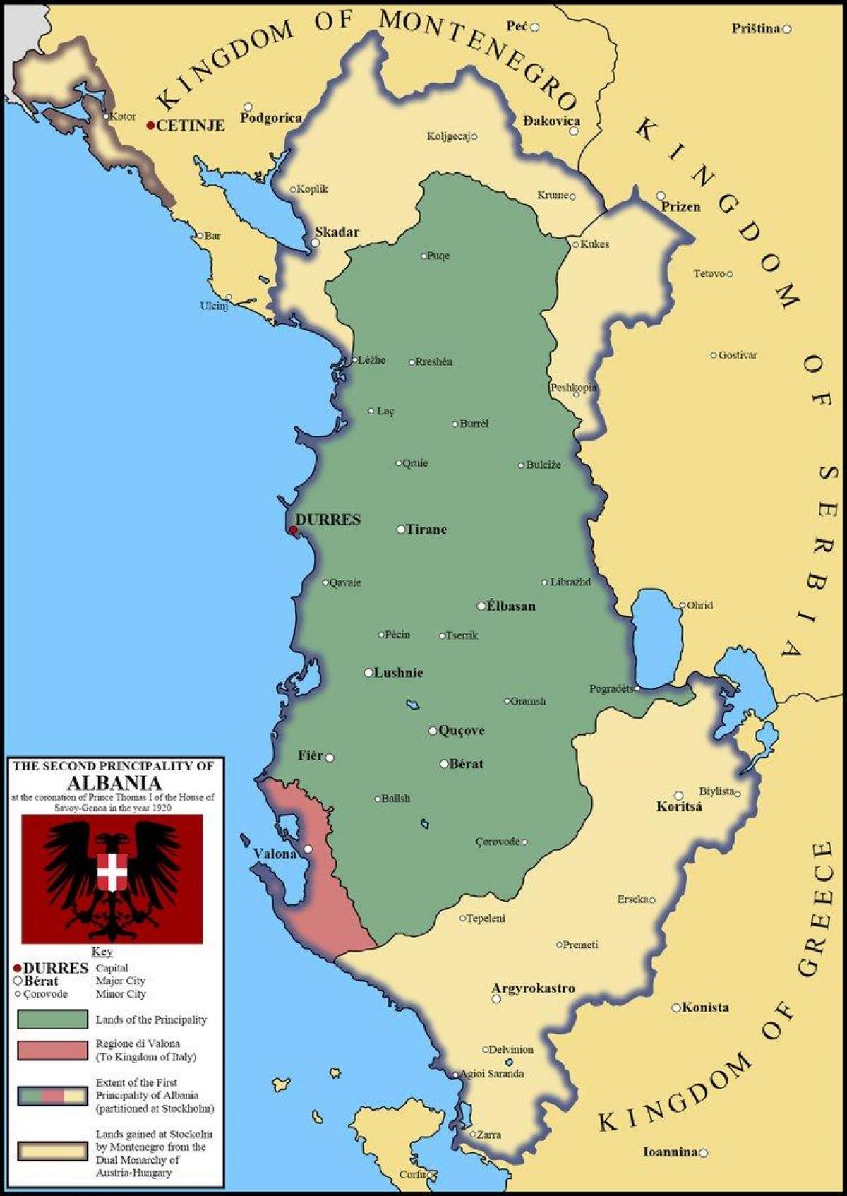 karta över durres i Albanien