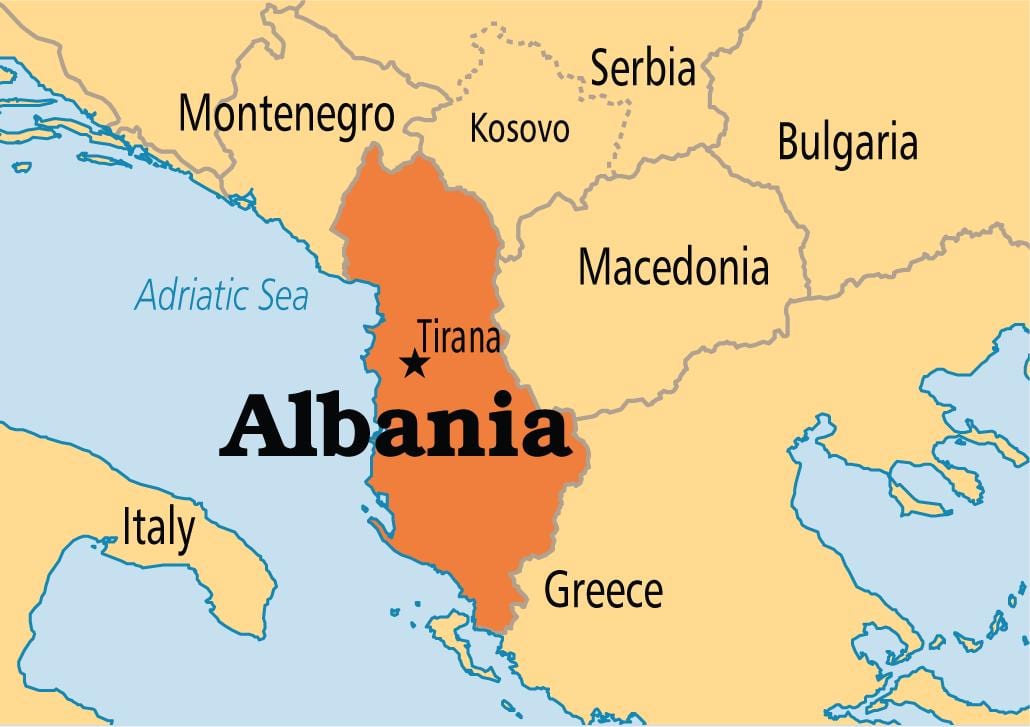 Albanien land karta