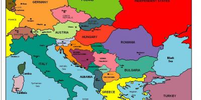 Karta över europa som visar Albanien