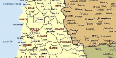 Karta över albanska kusten